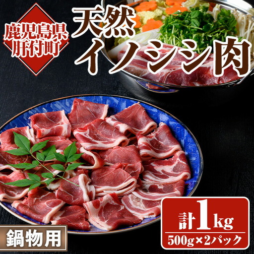 【A59001】天然イノシシ肉！鍋物用(500g×2P・計1kg) 鹿児島 国産 いのしし肉 イノシシ肉 スライス 鍋 ジビエ お中元 お歳暮【きらく】