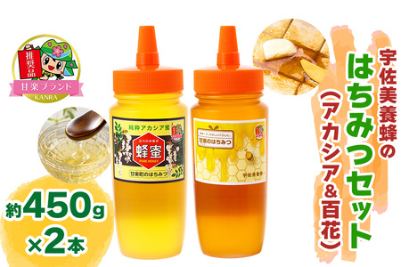 宇佐美養蜂はちみつセット (アカシア&百花)「KANRAブランド認定商品」|国産 純粋はちみつ 蜂蜜 ハチミツ 無添加 とんがり容器 ボトル セット ハニー 産地直送 甘楽町 群馬県 [0210]