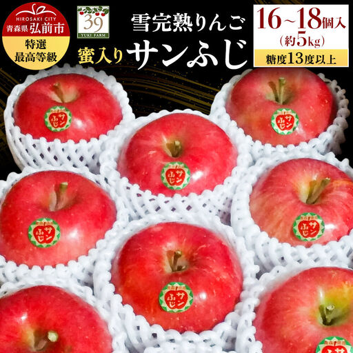 りんご サンふじ【特選】約5kg（16～18個）蜜入り 先行受付