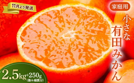 家庭用 小玉な有田みかん2.5kg+250g(傷み補償分)[わけあり・訳あり][光センサー選果]