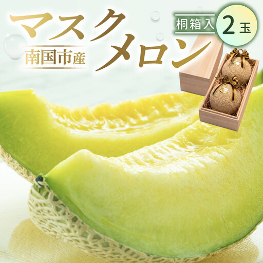 【西島園芸団地】マスクメロン（桐箱入） 2玉入 青肉品種 高級メロン！ ／ マスクメロン 果物 フルーツ ギフト 農家直送 NE018