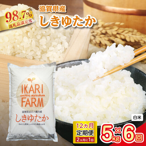 【新米】令和8年産　すっごいもちもち「しきゆたか」白米定期便　12カ月で5㎏を6回お届け（2カ月に1回）【C012W2】 近江米 米定期便