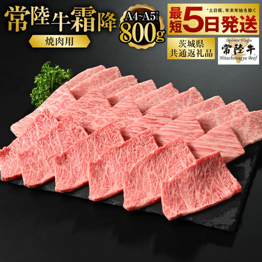 [常陸牛]焼肉用(霜降) 800g(茨城県共通返礼品) | アウトドア お肉 肉 牛肉 和牛 黒毛和牛 霜降り 霜降 焼肉 焼き肉 BBQ バーベキュー 常陸牛 お取り寄せ 冷凍 茨城県 守谷市