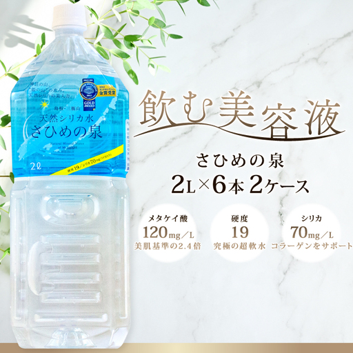 ナチュラルミネラルウォーター「さひめの泉」2L×6本×2箱[水・ミネラルウォーター 2000ml 水 2L 12本 天然水 ミネラルウォーター 軟水 シリカ水 シリカ ペットボトル]