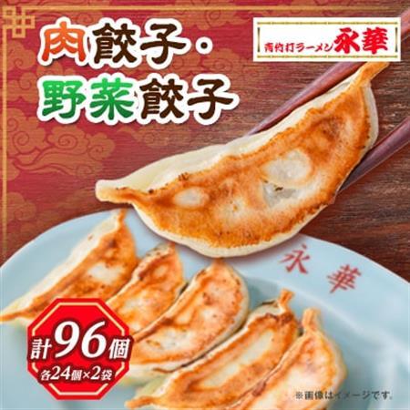 【佐野餃子(中)肉餃子24個4人前】×2袋と【佐野餃子(中)野菜餃子24個4人前】×2袋_餃子 ぎょうざ ギョウザ ギョーザ 焼き 肉 肉餃子 野菜 野菜餃子 中華 惣菜 おかず おつまみ 簡単調理 栃木 佐野 冷凍 送料無料_【配送不可地域：離島・沖縄県】【1116676】