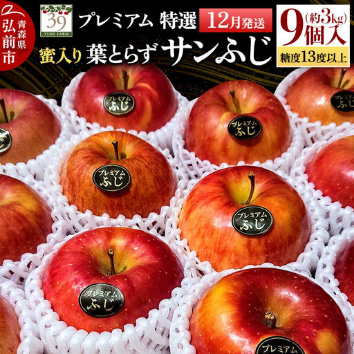 りんご 葉とらずサンふじ[特選]約3kg(9個)蜜入り プレミアム 先行受付