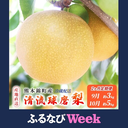 [ふるなびWEEK対象]定期便 2回 先行予約 梨 清流錦 あきづき 9月 3kg 新興 10月 5kg 2026年発送