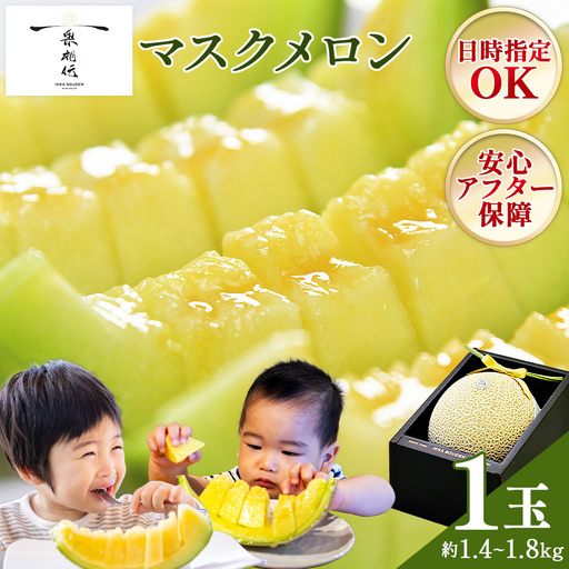 【発送開始】マスクメロン(贈答用) 1玉入 青肉品種 高級メロン！ ／ マスクメロン 果物 フルーツ ギフト 農家直送 tn-0010