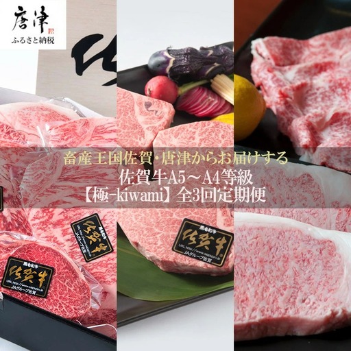 「定期便全3回」 佐賀牛 極-kiwami- 寄附翌月から発送 ステーキ各種(2.35kg) ももスライス(400g)
