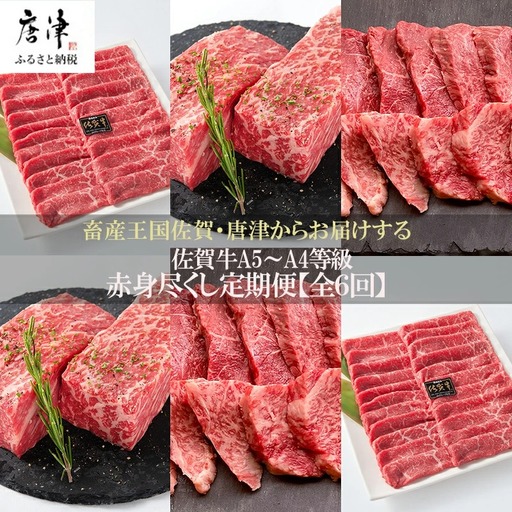 「定期便全6回」 佐賀牛 赤身づくし 寄附翌月から発送 (合計3kg)