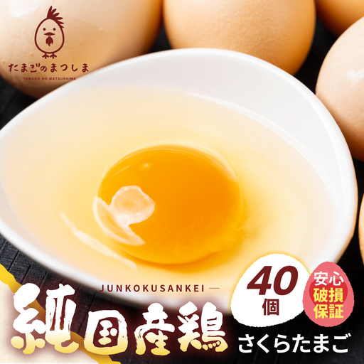 純国産鶏 さくらたまご 40個（10個入 × 4パック）｜たまご