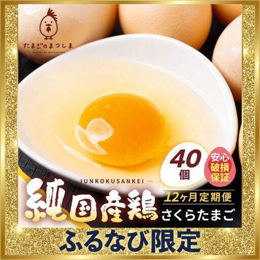 [定期便 12ヶ月]純国産鶏さくらたまご 40個|定期便 FN-Limited-PR