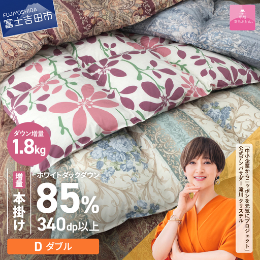 訳あり[甲州羽毛ふとん]本掛け布団 増量1.8kg( ダブル)ダウン85% 布団