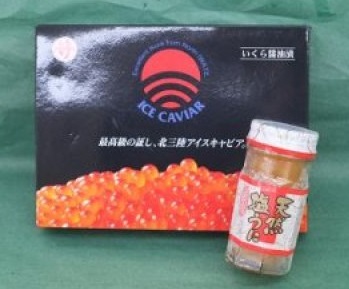 北三陸アイスキャビア（醤油いくら500ｇ）、天然塩うに60ｇ