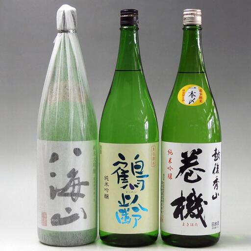日本酒 八海山・鶴齢・高千代 巻機1800ml×3本セット【八海山 鶴齢 高千代 一升瓶 3本 セット 日本酒 1800ml 新潟 地酒 厳選 晩酌 熱燗 お酒 酒 さけ お中元 お歳暮 贈答】