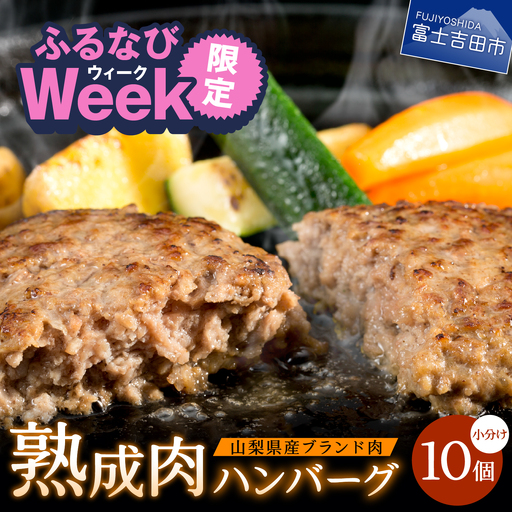 [ふるなびWEEK対象] 山梨県産 熟成肉 ハンバーグ 10個 セット 冷凍 ハンバーグ