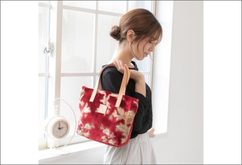 伝統の技が息づく逸品！ 金華山織り トートバッグ レッド【0670】