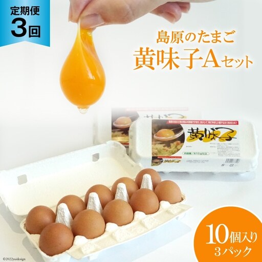 AE289【定期便】島原のたまご 黄味子Ａセット 計3回お届け