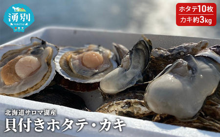 ホタテ・カキセット 北海道サロマ湖産 貝付き ホタテ・カキセット【ホタテ10枚 カキ約3kg】