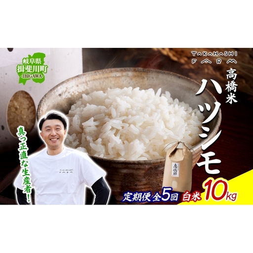 ハツシモ 米 高橋米 白米 ハツシモ【10kg×1袋】【定期便 全5回】【先行予約】