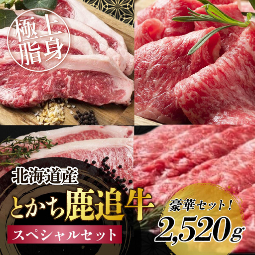 とかち鹿追牛 スペシャルセット 2,520g SKA018 [ すき焼き 焼肉 大容量 ミート 北海道 送料無料 ]