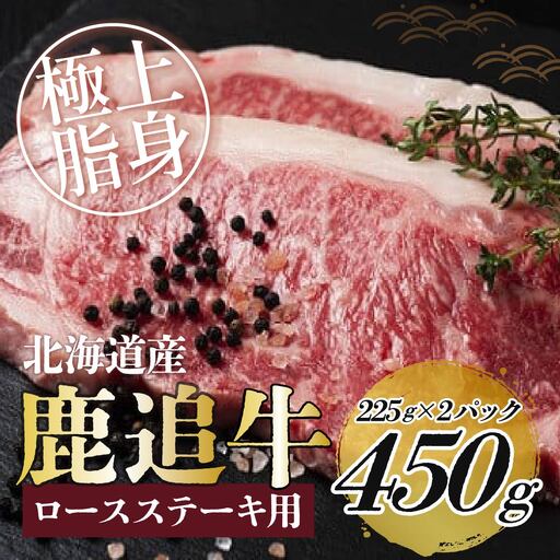 鹿追牛ロースステーキ（Dセット） 225g×2 SKA008 【 人気 おすすめ  北海道  送料無料 】