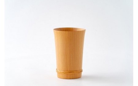 天然秋田杉 ラッパ型カップ(竹タガ) 国産 職人手作り 天然木 日本製 職人 手作り 食器 カップ コップ コーヒーカップ ギフト プレゼント 冷めにくい
