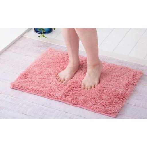 ふわふわコスモトロン吸水速乾バスマット３０mmコーラルピンク　縦４５cmX横６０cm