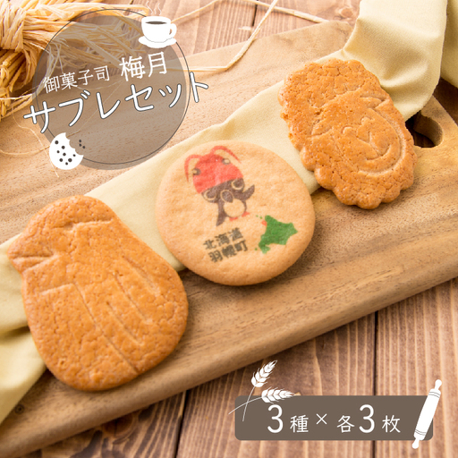 御菓子司梅月サブレセット（3種×各3枚）【1110101】