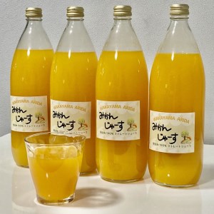 果汁100% 無添加！贅沢絞りの有田みかんストレートジュース1000ml ×4本セット 【nuk122】