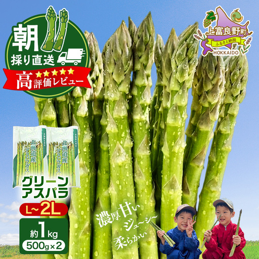 【令和8年産】アスパラガス グリーンアスパラ 1kg  L～2L 原農園