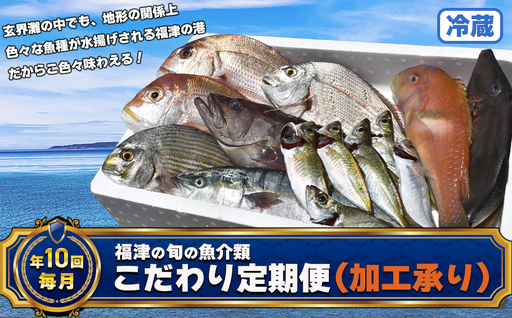 【年10回】福津の旬の魚介類こだわり定期便【加工承り】【随時開始】[H7016]