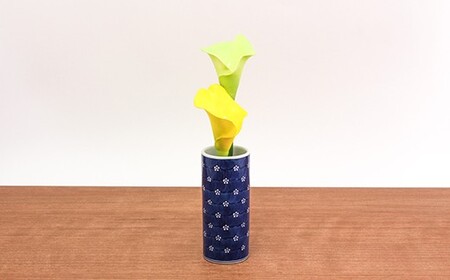 源右衛門窯 染付梅地紋 花瓶 器 食器 花入 ペン立て 箸立 有田焼 ad079
