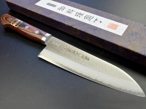 H25-32 V金10ゴールド三徳包丁165mm 濃州正恒作 マホガニ柄 口金付（CV-601M）