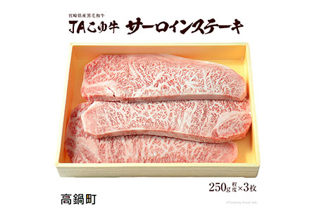[JAこゆ牛A4ランク以上サーロインステーキ 250g程度×3枚]翌月末迄に順次出荷[c149_ja_x1]