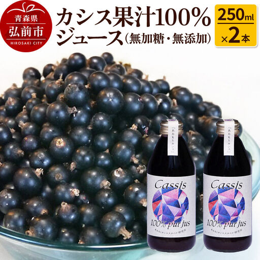 カシス果汁100％ジュース（無加糖・無添加）250ml×2本【果汁飲料】