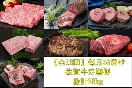 【全12回】毎月お届け 佐賀牛 定期便 総計28kg 999-J476
