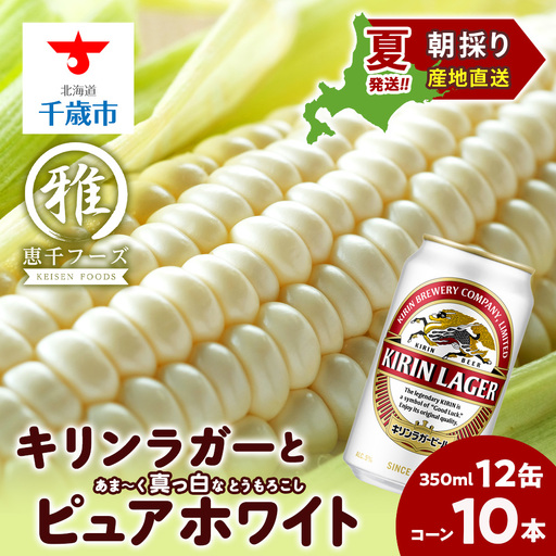 2026年夏発送 キリンラガービール 350ml 12缶&白いとうもろこしピュアホワイト10本