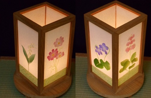 正絹着物生地で作ったおしゃれな行灯（あんどん） 四季の花