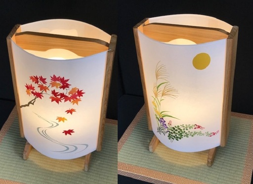 着物生地で作ったおしゃれな行灯（あんどん） 秋の植物