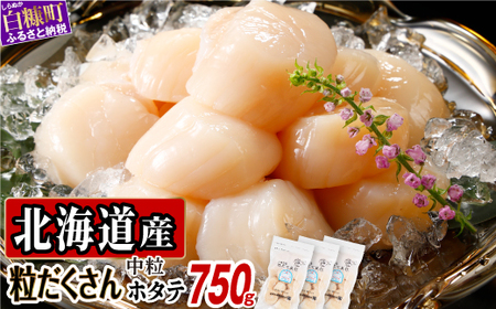 ＼高評価 4.9／ 北海道産 お刺身用ホタテ 粒だくさん 中粒 750g（250g×3）_K019-0708-A