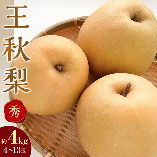 [先行予約]王秋梨 秀 約4kg(4〜13玉前後)※2026年10月下旬〜12月上旬頃に順次発送予定 梨