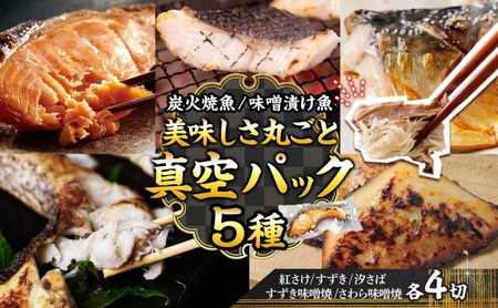 【炭火焼：美味しい焼魚】（5種類）美味しさ丸ごと真空パック 各4切 魚貝類 加工食品 