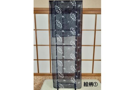 H133(絵柄1) 河内木綿文様、肌に優しい藍手染めストール[絵柄1]