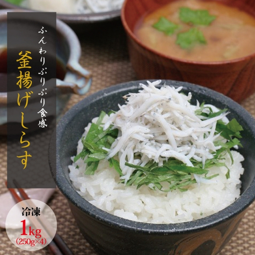 茹でたて釜揚げしらす　1kg(250g×4パック)【冷凍】 無添加・無着色 しらす シラス 釜揚げ 小分け 冷凍【mar103】