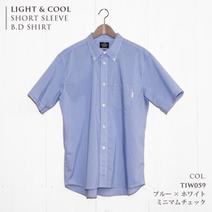 播州織メンズシャツ「THE INDUSTRY WORKS」(半袖・1着)[TIW_059(ブルー×ホワイト)] 33-13