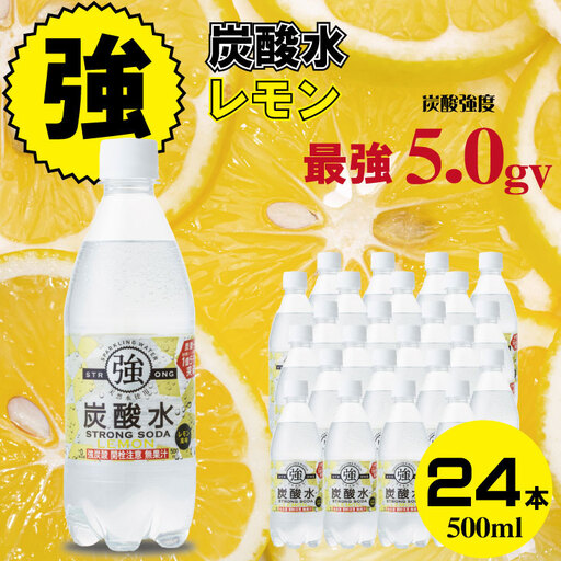 強炭酸水レモン 500ml×24本 炭酸 飲料 A060-008