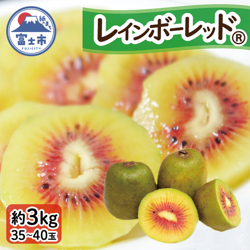 キウイフルーツ レインボーレッド® 3kg 大玉 高糖度 35～40玉 ビタミンC 無農薬 数量限定 期間限定 富士市 [sf001-007]