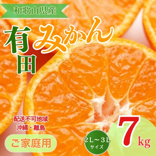 【先行予約】【ご家庭用】和歌山有田みかん約7kg(2L、3Lサイズ) ｜ みかん