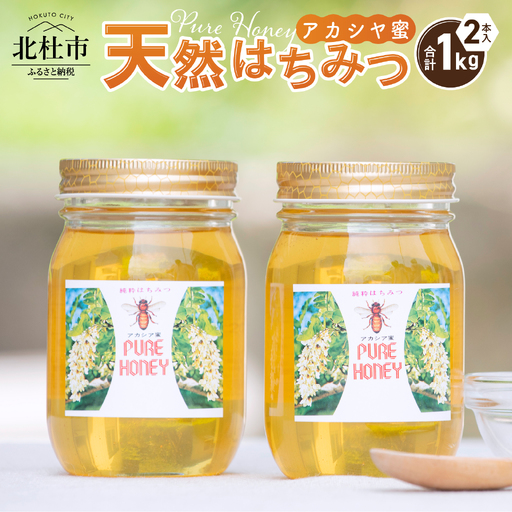 天然アカシヤハチミツセット(500g×2) 天然 アカシヤ ハチミツ 2本 計1kg 水あめ不使用 非加熱 クセがない すっきり 食べやすい 使いやすい 蜂蜜 はちみつ ハニー ギフト 山梨県 北杜市 送料無料 [h141]